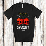 MacnyStore - Personalized Custom Name Cherry Skull Coquette Bow Tie; Humorous Halloween Fruit Cosplay T-Shirt