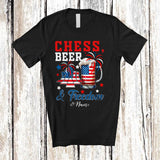 MacnyStore - Personalized Custom Name Chess Beer Freedom; Joyful 4th of July Drinking Chess Player; Patriotic T-Shirt