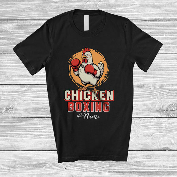 MacnyStore - Personalized Custom Name Chicken Boxing; Lovely Farmer Chicken Playing Boxing Fighting T-Shirt