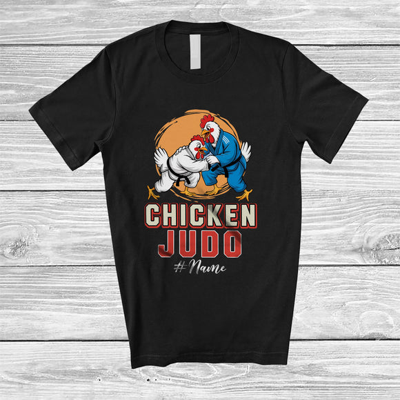 MacnyStore - Personalized Custom Name Chicken Judo; Lovely Farmer Chicken Playing Judo Fighting T-Shirt