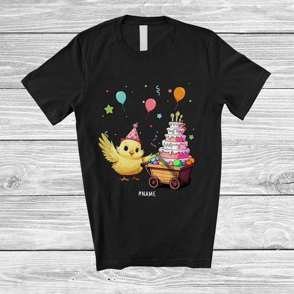 MacnyStore - Personalized Custom Name Chicken with Cake; Lovely Birthday Party Animal Lover T-Shirt