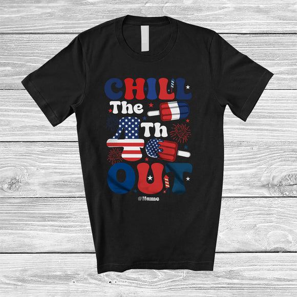MacnyStore - Personalized Custom Name Chill The 4th Out; Awesome 4th of July Ice Cream Fireworks; Patriotic T-Shirt