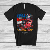 MacnyStore - Personalized Custom Name Chill The Fourth Out; Humorous 4th of July US Flag Flamingo; Patriotic T-Shirt