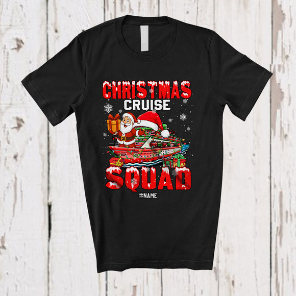 MacnyStore - Personalized Custom Name Christmas Cruise Squad; Joyful X mas Lights Cruise Ship Santa T-Shirt