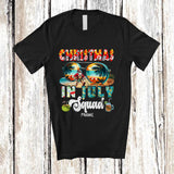 MacnyStore - Personalized Custom Name Christmas In July Squad; Joyful Summer Vacation Sunglasses Beach T-Shirt