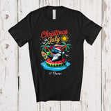 MacnyStore - Personalized Custom Name Christmas In July; Lovely Summer Vacation Orca On Beach T-Shirt