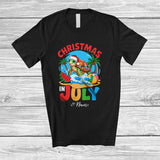 MacnyStore - Personalized Custom Name Christmas In July; Lovely Summer Vacation Turtle Beach Sea Animal T-Shirt