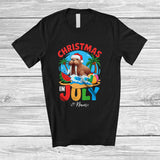 MacnyStore - Personalized Custom Name Christmas In July; Lovely Summer Vacation Walrus Beach Sea Animal T-Shirt