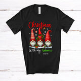 MacnyStore - Personalized Custom Name Christmas With My Gnomies; Lovely Three Gnomes Snowing; Family T-Shirt