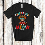 MacnyStore - Personalized Custom Name Cinco De Meow; Lovely Cinco De Mayo Mexican Cat Sombrero T-Shirt