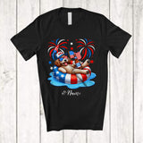 MacnyStore - Personalized Custom Name Cockapoo Drinking On Float Beach; Joyful 4th Of July Patriotic T-Shirt