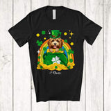 MacnyStore - Personalized Custom Name Cockapoo Leprechaun In Pot Of Gold; Lovely St. Patrick's Day Rainbow T-Shirt