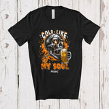 MacnyStore - Personalized Custom Name Cold Like My Soul; Amazing Halloween Skull Drinking Beer; Drunker T-Shirt