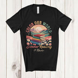 MacnyStore - Personalized Custom Name Color Our World Summer Reading; Joyful Adventure Book T-Shirt