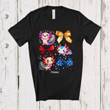 MacnyStore - Personalized Custom Name Colorful Axolotl Collection; Adorable Axolotl Girl Bow Tie; Family T-Shirt