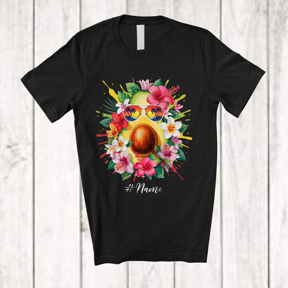 MacnyStore - Personalized Custom Name Colorful Flowers Avocado; Lovely Summer Vacation Beaches Hawaiian T-Shirt