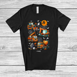 MacnyStore - Personalized Custom Name Construction Vehicle Collection; Humorous Halloween Pumpkin Family T-Shirt
