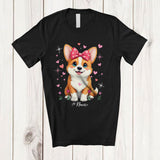 MacnyStore - Personalized Custom Name Coquette Bow Corgi; Lovely Mother's Day Pinks Hearts T-Shirt