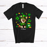 MacnyStore - Personalized Custom Name Corgi Leprechaun Glasses; Amusing St. Patrick's Day Shamrock T-Shirt