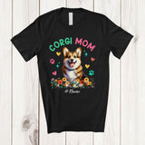 MacnyStore - Personalized Custom Name Corgi Mom; Amusing Mother's Day Flowers Paws; Family T-Shirt