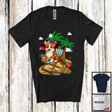 MacnyStore - Personalized Custom Name Corgi On Beach, Lovely Summer Vacation Palm Tree, Family T-Shirt