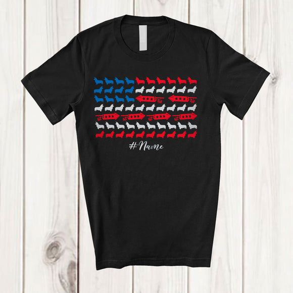 MacnyStore - Personalized Custom Name Corgi Patriotic American Flag; Awesome 4th Of July Animal T-Shirt