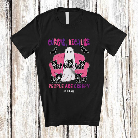 MacnyStore - Personalized Custom Name Corgis Because People Creepy; Lovely Halloween Ghost Boo Owner T-Shirt