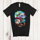 MacnyStore - Personalized Custom Name Cow On Beach; Lovely Summer Vacation Palm Tree; Hawaiian Family T-Shirt