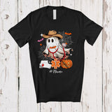 MacnyStore - Personalized Custom Name Cowboy EMT Boo Ghost; Lovely Halloween Western Nurse Pumpkin T-Shirt