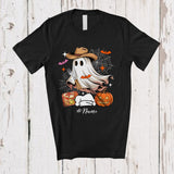 MacnyStore - Personalized Custom Name Cowboy Lunch Lady Boo Ghost; Lovely Halloween Western Pumpkin T-Shirt
