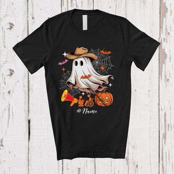 MacnyStore - Personalized Custom Name Cowboy Social Worker Boo Ghost; Lovely Halloween Western Pumpkin T-Shirt