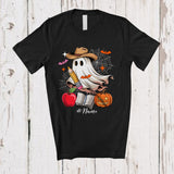 MacnyStore - Personalized Custom Name Cowboy Teacher Boo Ghost; Lovely Halloween Western Pumpkin T-Shirt