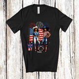 MacnyStore - Personalized Custom Name Cowgirl With American Flag; Humorous 4th of July Women Patriotic T-Shirt