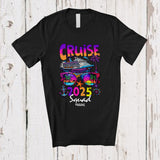 MacnyStore - Personalized Custom Name Cruise 2025 Squad; Humorous Summer Vacation Birthday Sunglasses T-Shirt