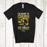 MacnyStore - Personalized Custom Name Crush 1st Grade; Proud Back To School Excavator Construction Vehicle T-Shirt