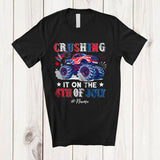 MacnyStore - Personalized Custom Name Crushing It On The 4th of July; Proud US Flag Monster Truck; Patriotic T-Shirt