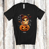 MacnyStore - Personalized Custom Name Cute Chicken On Plaid Pumpkin; Adorable Halloween Chicken Farmer T-Shirt
