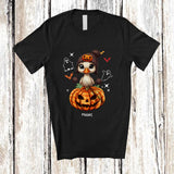 MacnyStore - Personalized Custom Name Cute Goose On Plaid Pumpkin; Adorable Halloween Goose Farmer T-Shirt