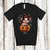 MacnyStore - Personalized Custom Name Cute Pig On Plaid Pumpkin; Adorable Halloween Pig Farmer T-Shirt