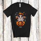 MacnyStore - Personalized Custom Name Cute Sheep On Plaid Pumpkin; Adorable Halloween Sheep Farmer T-Shirt
