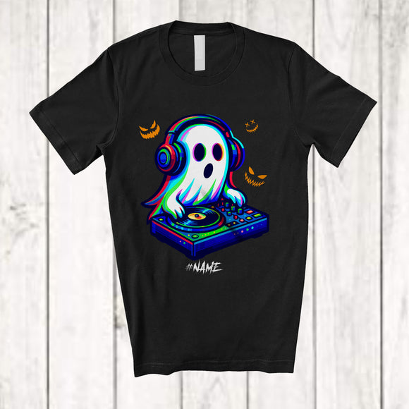 MacnyStore - Personalized Custom Name DJ Boo Ghost Playing EDM; Amusing Halloween Ghost; Dancing Dancer T-Shirt