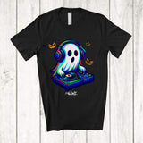 MacnyStore - Personalized Custom Name DJ Boo Ghost Playing EDM; Amusing Halloween Ghost; Dancing Dancer T-Shirt