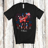 MacnyStore - Personalized Custom Name Dabbing Flamingo; Lovely 4th Of July Flamingo US Flag; Patriotic T-Shirt