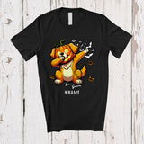 MacnyStore - Personalized Custom Name Dabbing Golden Retriever Pumpkin Face; Scary Halloween Animal Family T-Shirt