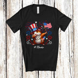 MacnyStore - Personalized Custom Name Dabbing Guinea Pig; Lovely 4th Of July American Flag; Patriotic T-Shirt