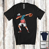 MacnyStore - Personalized Custom Name Dabbing Men Playing Football, Proud 4th Of July Football, Patriotic T-Shirt