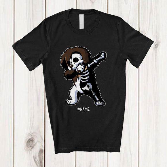 MacnyStore - Personalized Custom Name Dabbing Newfoundland Skeleton; Joyful Halloween Costume Family T-Shirt
