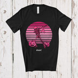 MacnyStore - Personalized Custom Name Dabbing Skeleton Pink Ribbon; Lovely Halloween Breast Cancer Retro T-Shirt