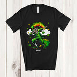 MacnyStore - Personalized Custom Name Dabbing Skeleton With Rainbow; Amazing St. Patrick's Day Shamrocks T-Shirt