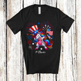 MacnyStore - Personalized Custom Name Dabbing Unicorn; Lovely 4th Of July Unicorn US Flag; Patriotic T-Shirt
